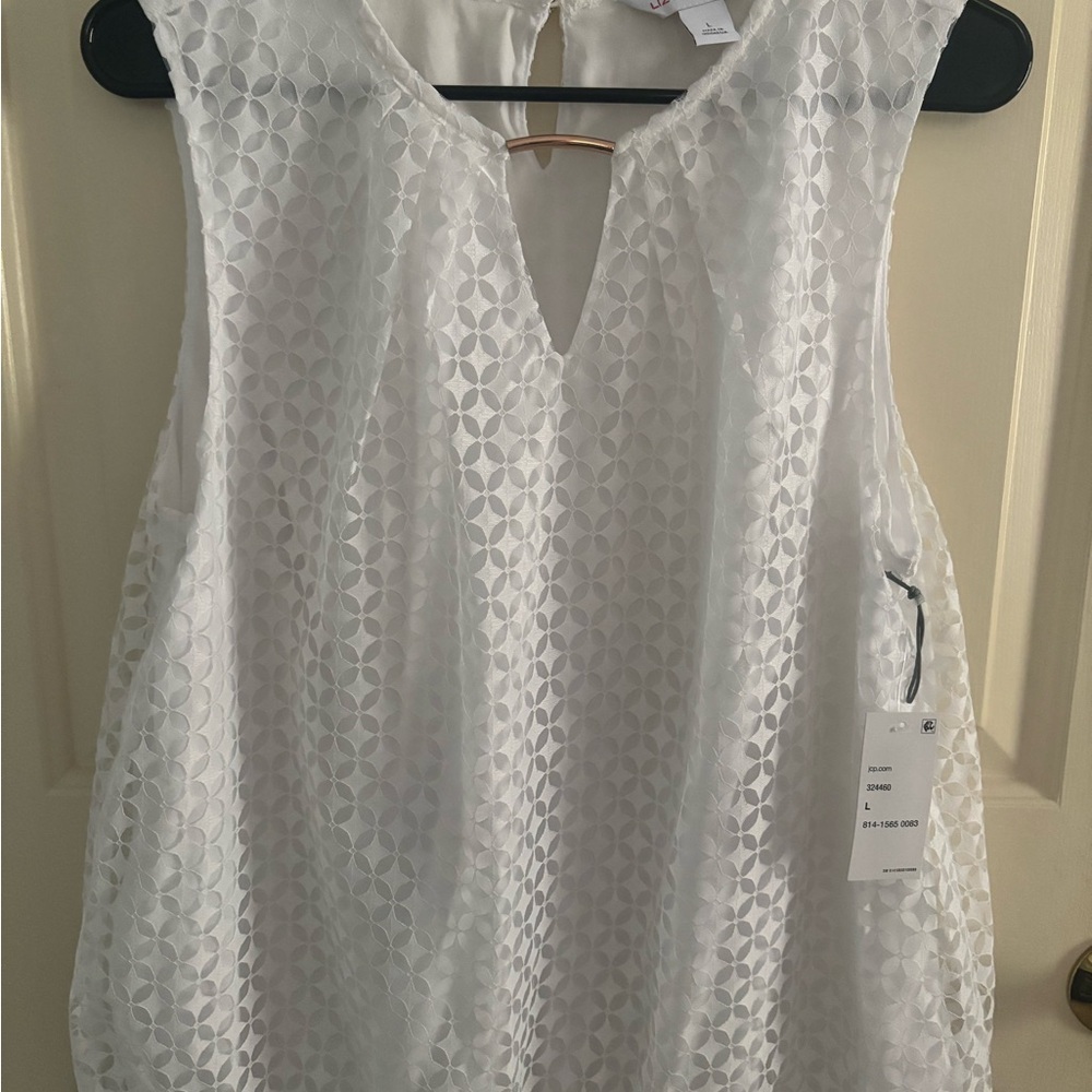 Liz Claiborne Sheer White Sleeveless Top